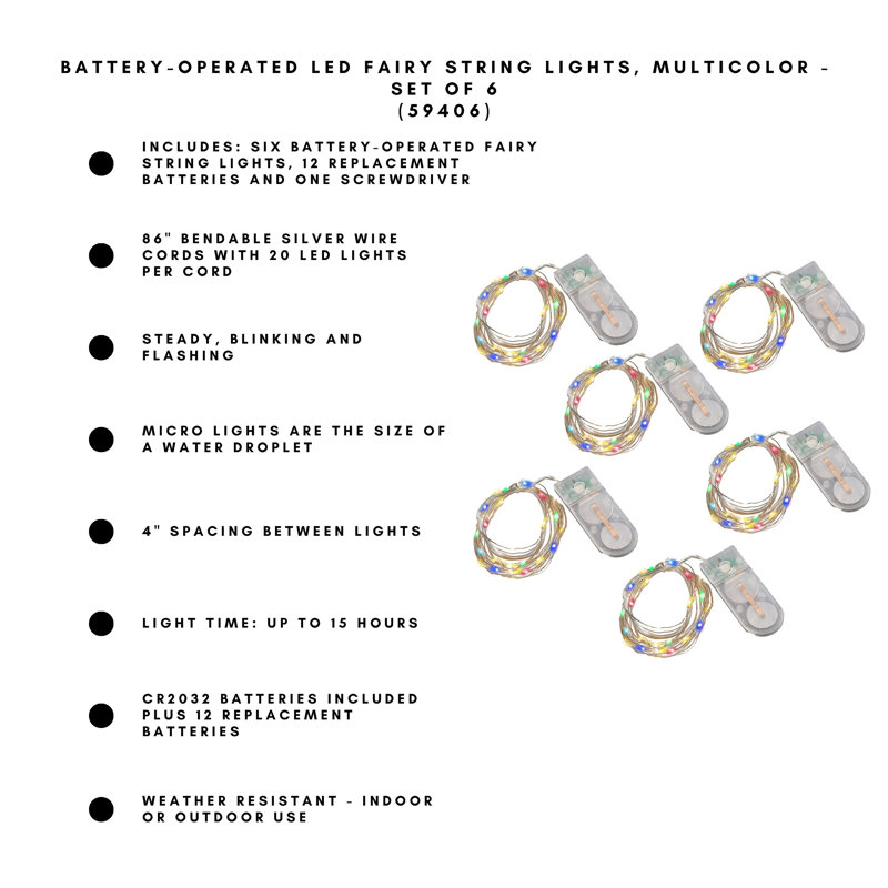 Battery Operated LED Fairy String Lights - 6 Count, Blue/Green