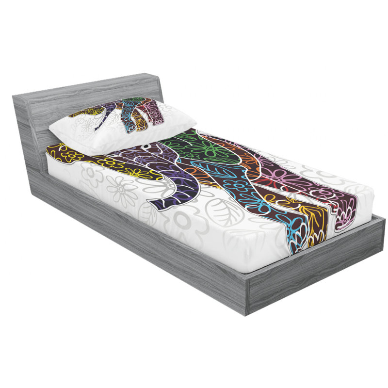 Microfiber Floral Sheet Set, Twin XL Sheet Set with Fitted Sheet