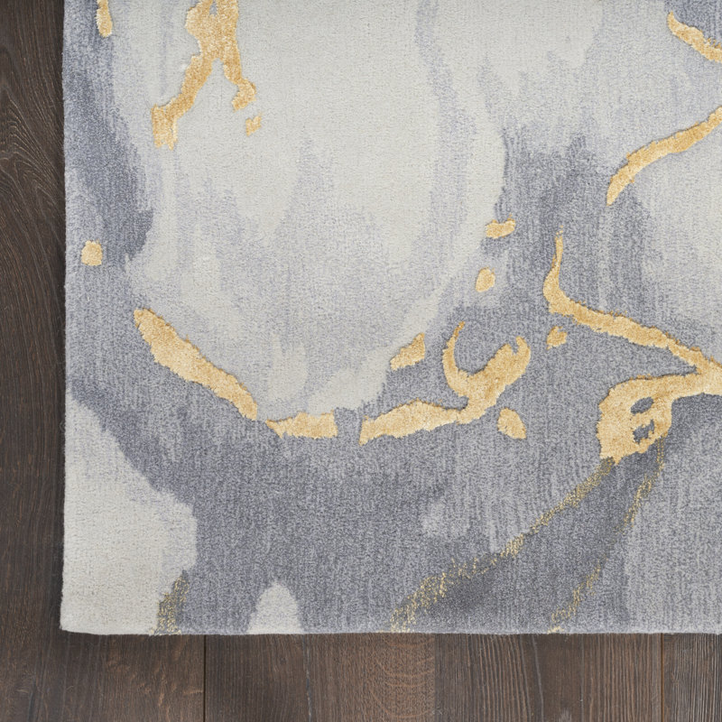 Nourison Prismatic Area Rug Grey/Gold, Rectangle 5'6" x 7'5"