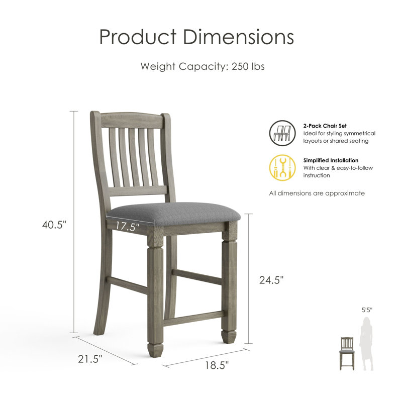 Bruun Wood 7 Counter Height Table Set, 5 Pieces: Table, 4 Chairs