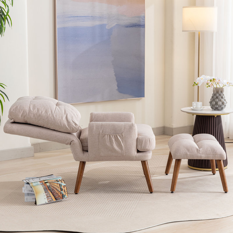 Bruceton Upholstered Chaise Lounge, White
