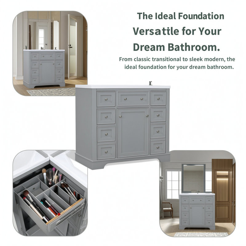 Meuble-lavabo 36 po sans lavabo, Gray
