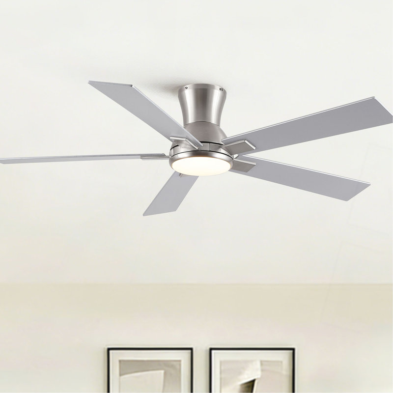 Ventilateur de plafond 52 po avec lumière et télécommande, Nickel brossé
