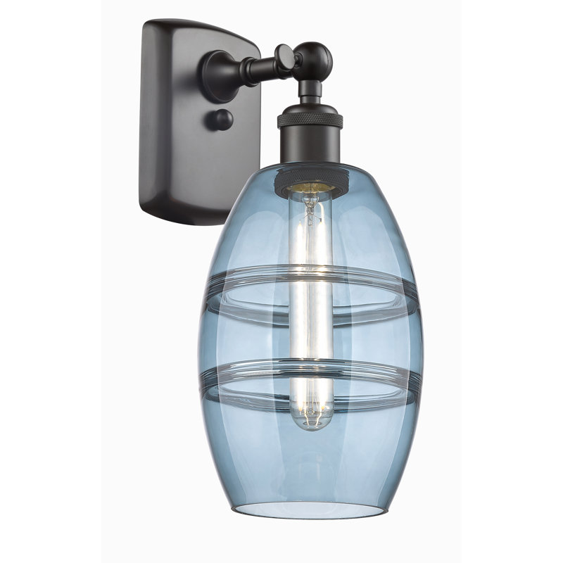 Applique murale en acier Bettylou, H 9,13 po x l 5,88 po x P 7,06 po, Bleu princesse, Bronze huilé