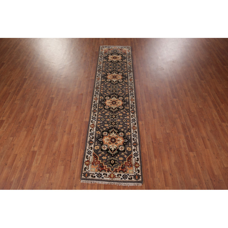 Tapis de couloir indien gris Kazak