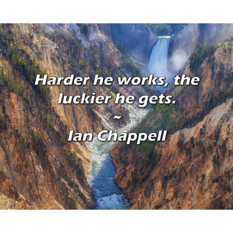 Citation de Ian Chappell: Plus il travaille dur, plus il est chanceux., H 20 po x l 24 po