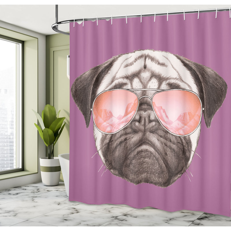 Ensemble de rideau de douche et crochets carlin, H 84 po x l 69 po, Fuchsia / blanc
