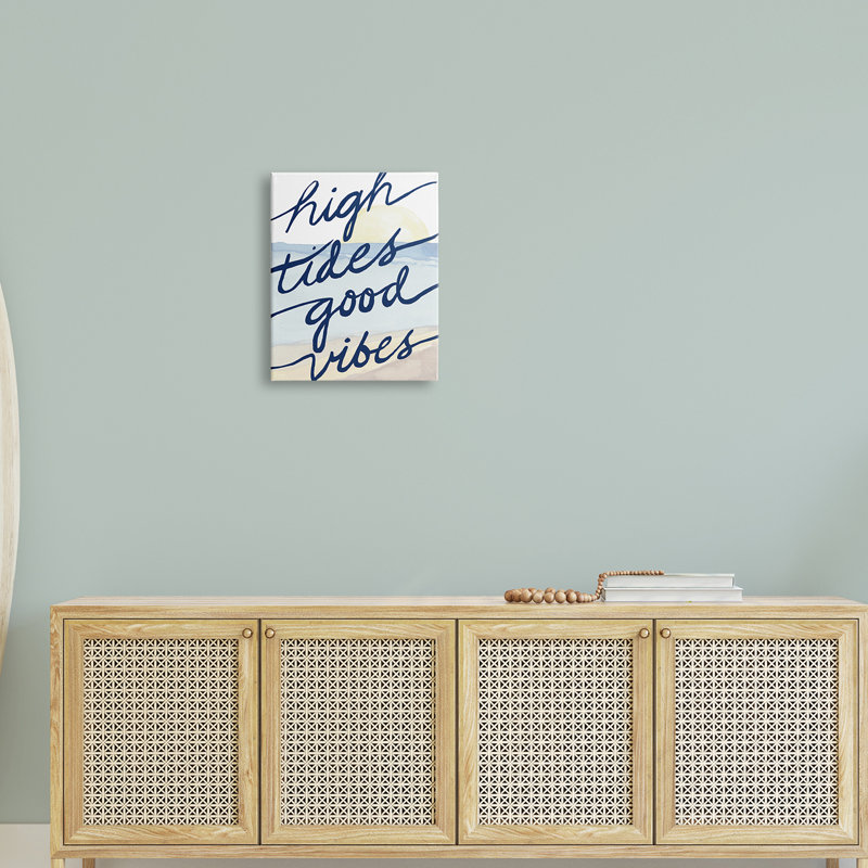 " High Tides Good Vibes Beach Scenery Viewpoint Painting " by Elizabeth Medley, Wall Plaque, 16" H x 16" W x 1.5" D