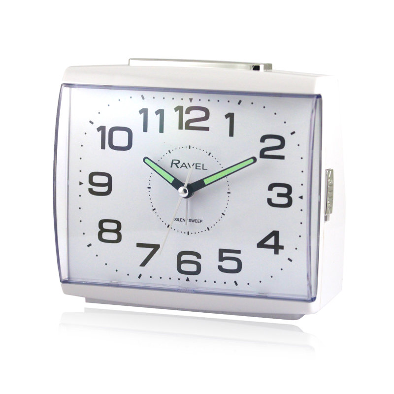 Quartz movement / Crystal Alarm Tabletop Clock, White