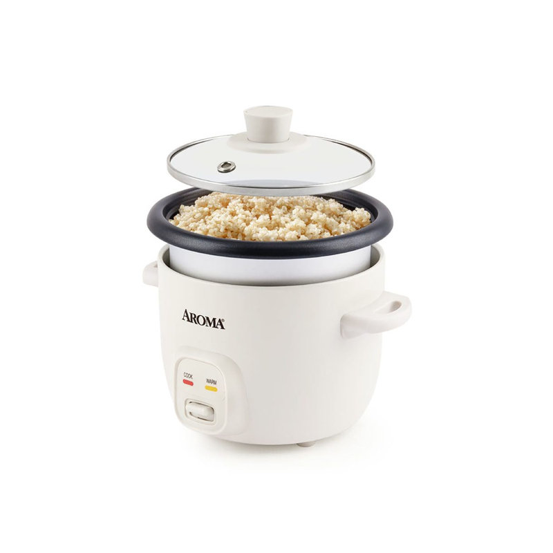Compact White Nonstick Rice and Grain Cooker