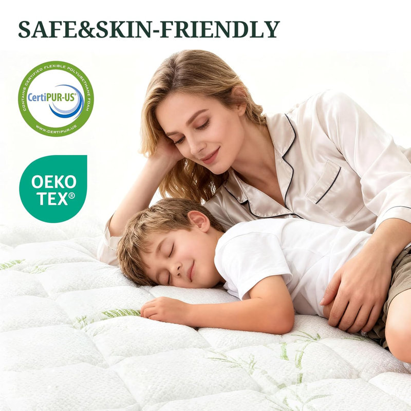 Mattress Protector, Cooling Thick Breathable Viscose Made From Bamboo, Mattress Pad For Back Pain Relief, Bed Topper Mattress Cover With 8-16 Inch Deep Pocket