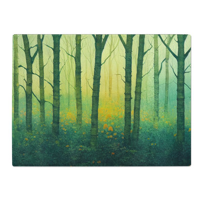 Watercolour Forest Art Vol.6  Glass Chopping Board