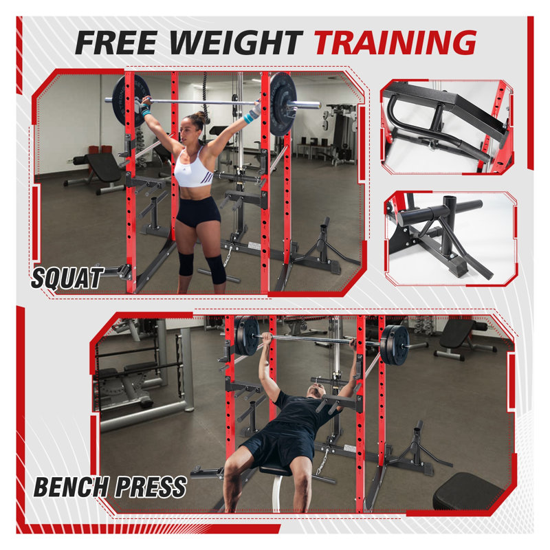 Multi-Function Power Cage with Adjustable Cable System and Pull-Up Bar