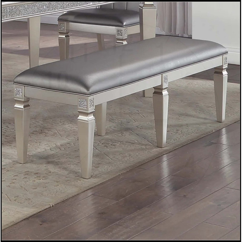 Charming Upholstered Long Bench with Sparkling Accents for Various Rooms