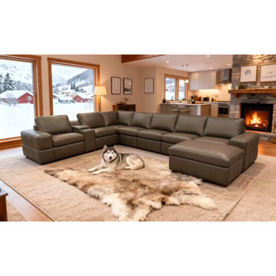 Large Arm Leather Match Upholstery Modular Sectional
