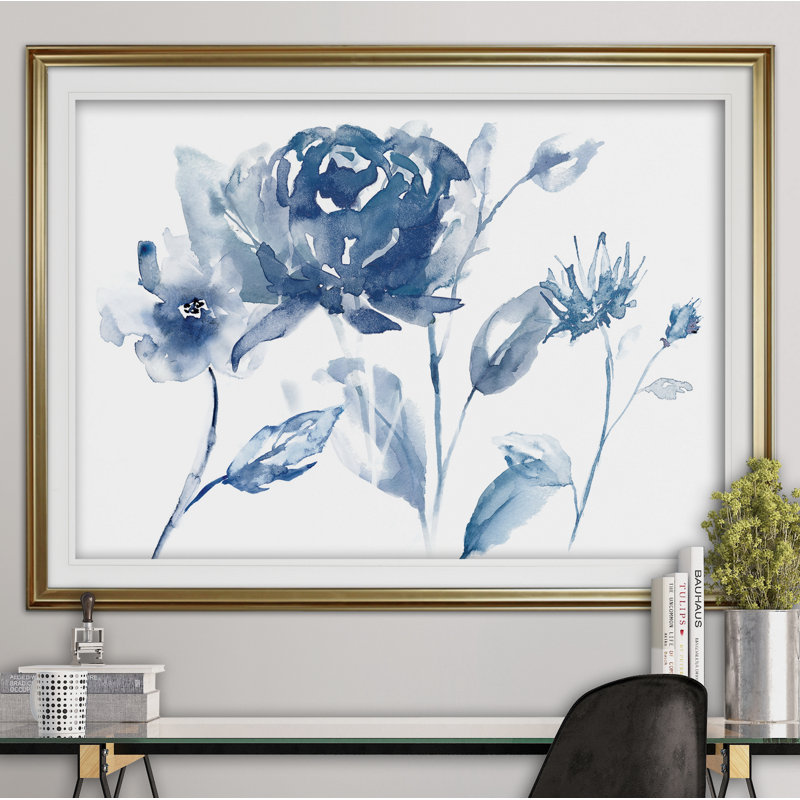 Translucent Blues I - reproduction de cadre photo, Or, H 28 po x l 38 po x P 1,5 po