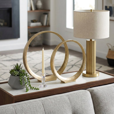 Contemporary Decorative Open Ring Metal Sculpture for Home Decor - Modern Decoration for Living Room - Gold