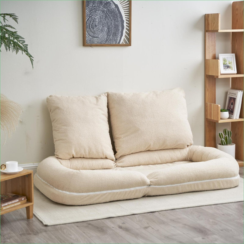 Fauteuil à billes à dossier repliable réglable 18 positions pour adultes, très épais et polyvalent | Beige | Rectangle