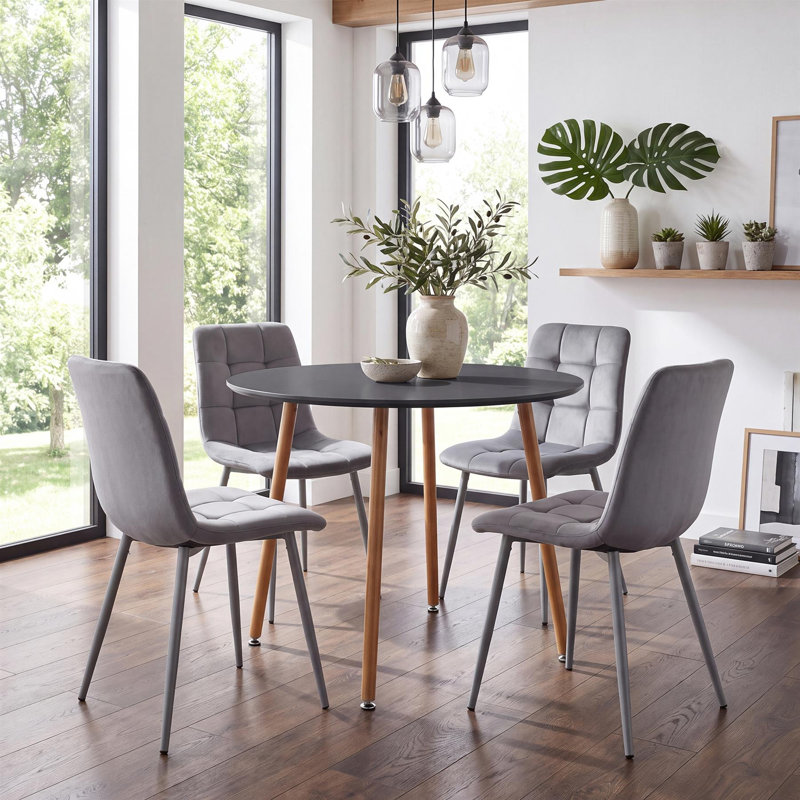 Gordin 4 - Person Dining Set, Grey, Grey