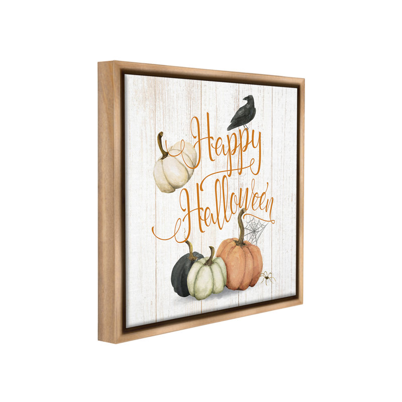 «Rustic Happy Halloween» par Deane Beesley sur, H 18 po x l 18 po, Cadre flottant orme Montalcino