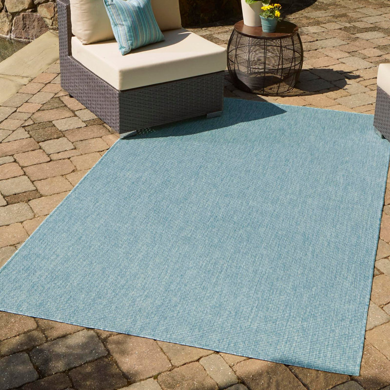 Avaughn Aqua Indoor/Outdoor Rug, Rectangle 2' x 3'1", Aqua 