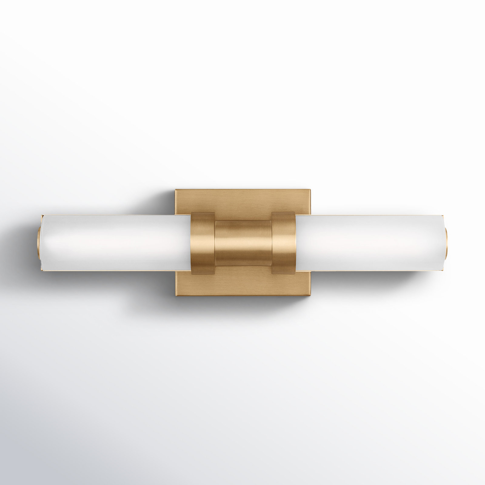 Kelan Single Frosted Dimmable LED Vanity Light, Satin Brass, 18"H x 4.75"W x 4.5"D, 15W