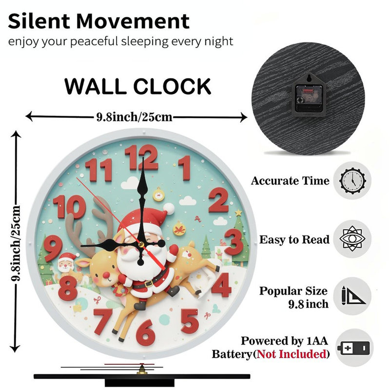 Horloge-Visage-Père-Avec-Cadeaux-Arbre