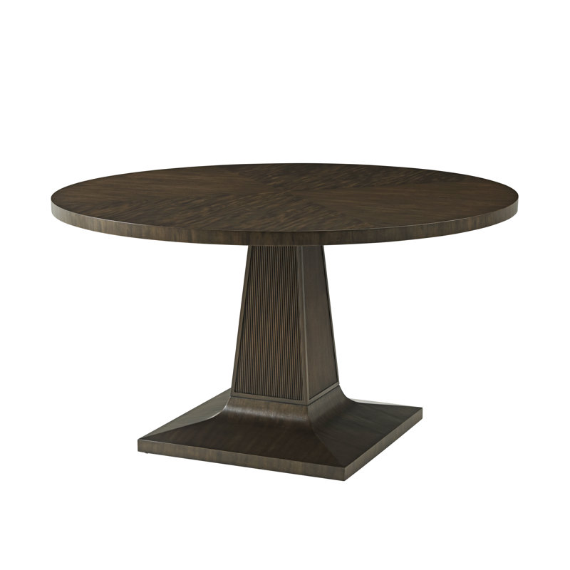Bistre Finish Round Wood Extendable Dining Table