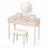 Luxury Vanity Desk with Round Mirror, Height-Adjustable, Stylish Dressing Table Set, 4 Drawers & Stool, Champagne-6637892