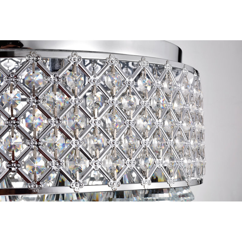 Ivonna 4 - Light 15" Chandelier Style Drum Semi Flush Mount, Chrome