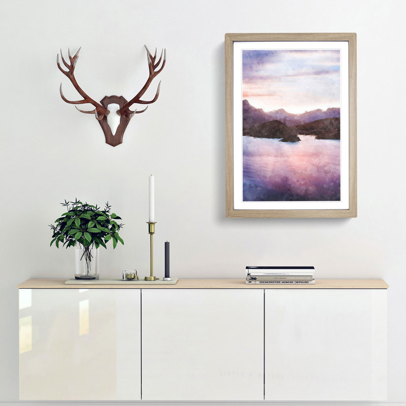 Calm Lake - Picture Frame Graphic Art Print, 33cm H x 24cm W x 2cm D, Oak Framed
