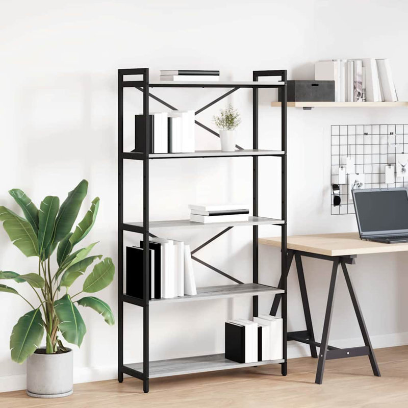 Steel Bookcase, (5 Shelves) 153cm H x 80cm W x 30cm D, Grey