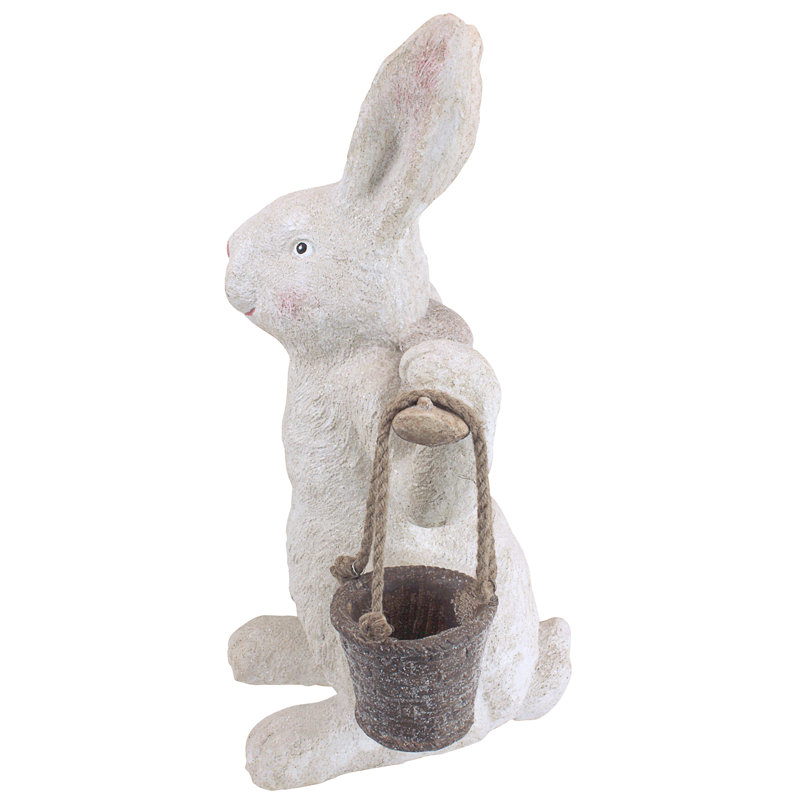 Ezekiel Rabbit Resin Spring Bunny Statue with Removable Buckets