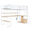 Twin Loft Bed With Desk, Led, Ample Storage, White - Simple Assembly Metal Work Area, Multiple Storages Space