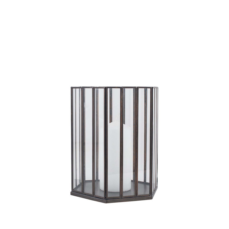 23cm Glass Tabletop Votive Holder, 23cm H x 20cm W x 17.5cm D, Matte SIlver