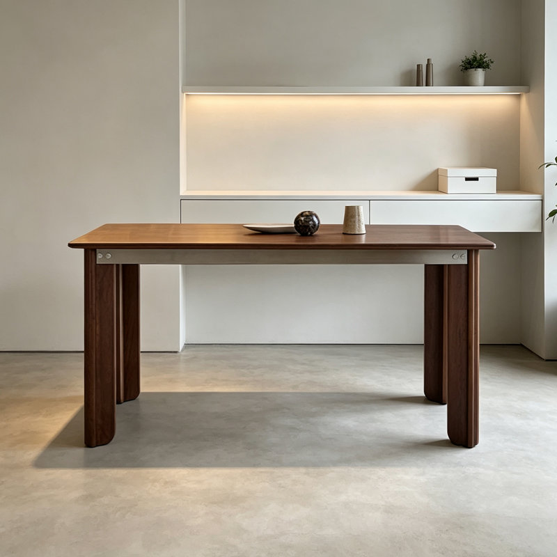 Solid Wood Stainless Steel Multi-functional Desk, 29.92" H x 62.99" W x 33.46" D