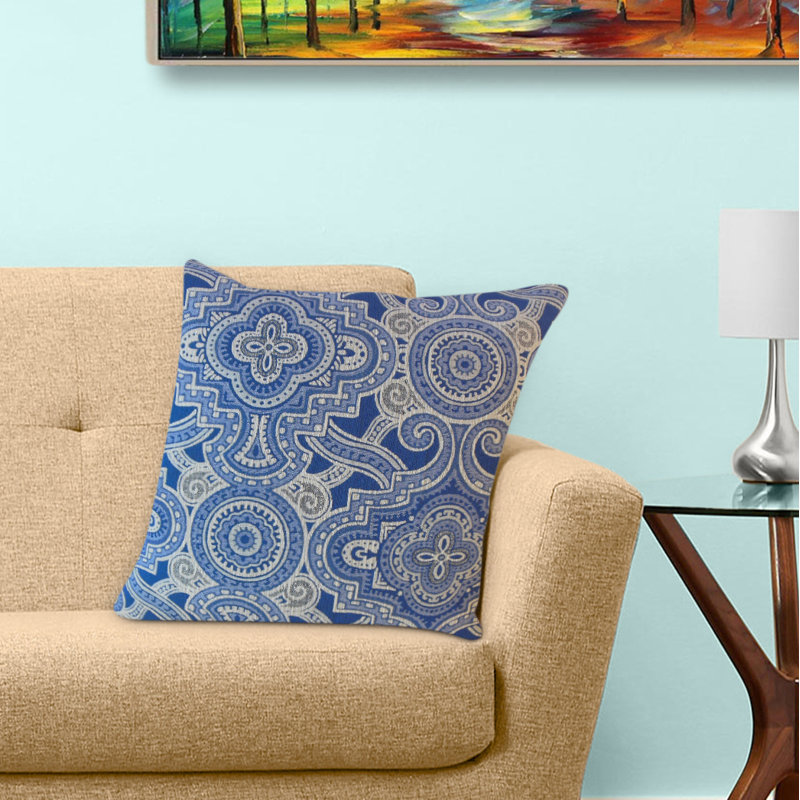 Coussin Jacory, 26 po x 26 po, Bleu, Coussin décoratif
