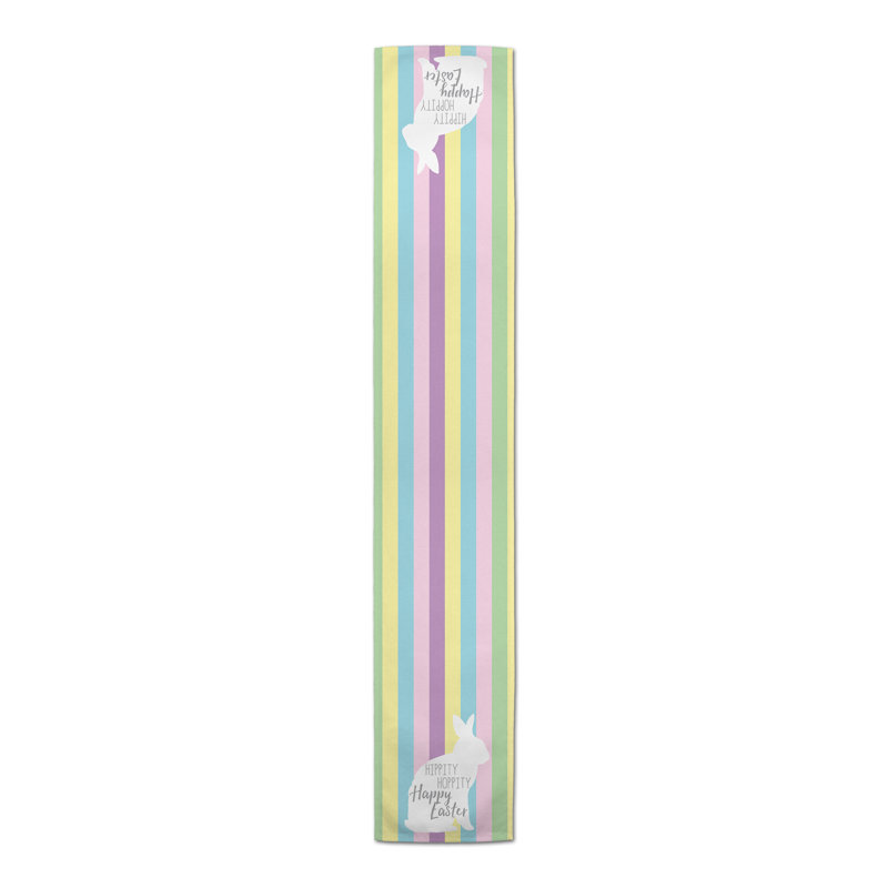 Rectangle Striped Easter Polyester Table Runner, 72" x 16"