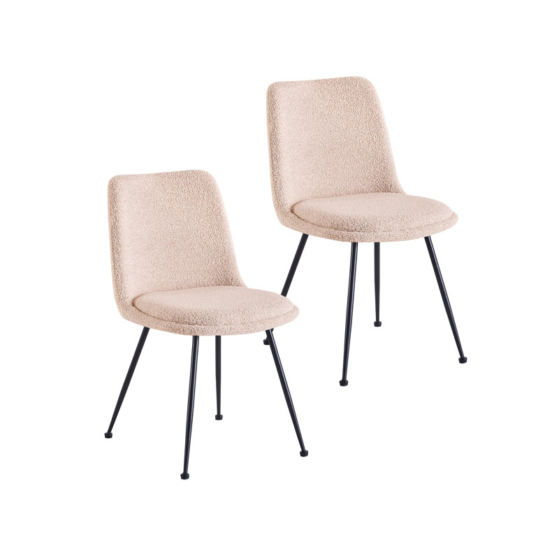 Caiddie Fabric Dining Chair with Steel Legs, Pink