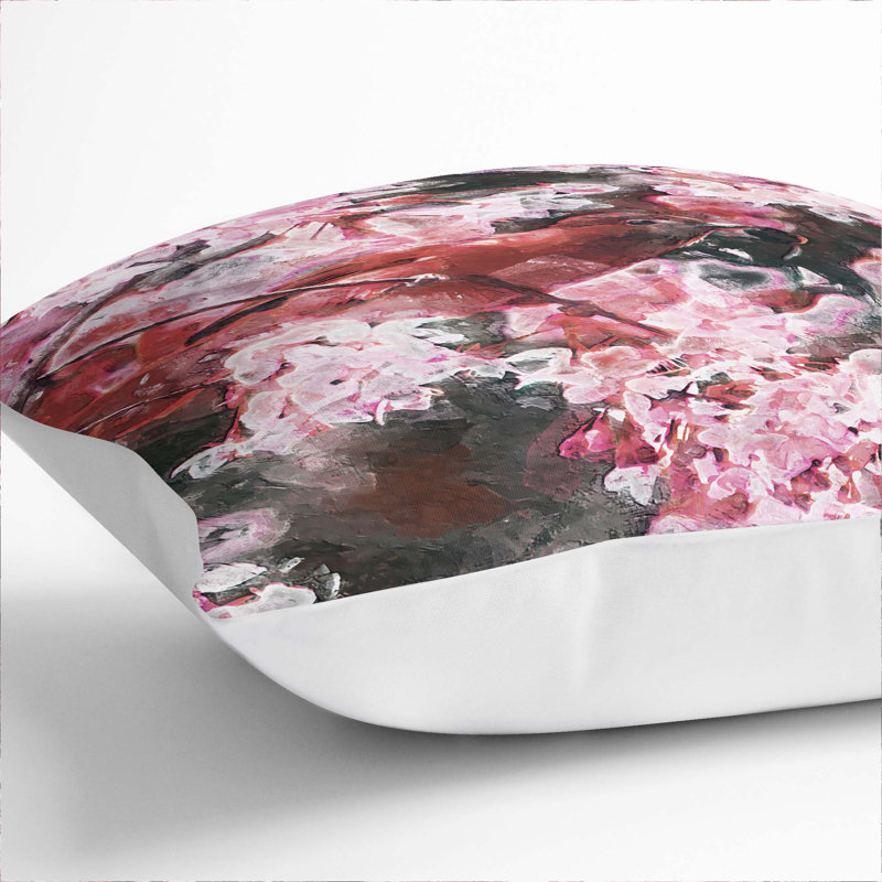 Floral Square Throw Cushion, 40 x 40 cm, White
