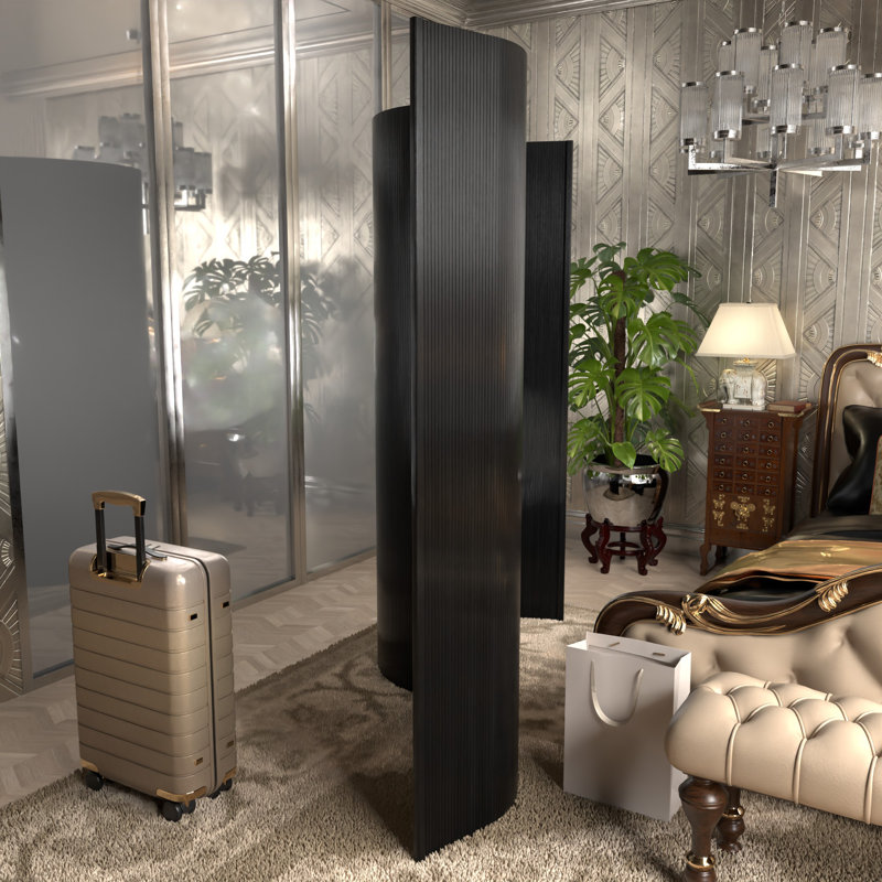 Siena Rolling Bamboo Room Divider, Black, 6 ft. Tall