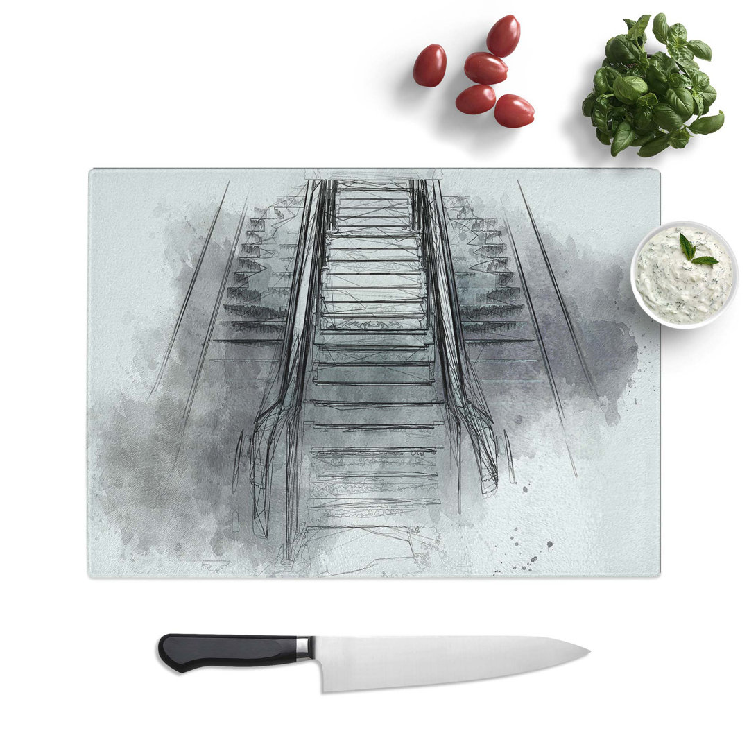 Glass Escalator Heading Up in Abstract Chopping Board