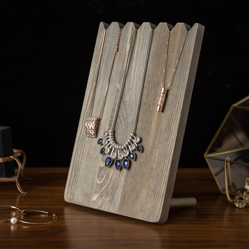 Rangement à bijoux en bois massif, Gris