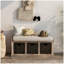 Banc de rangement rustique avec 3 paniers en rotin classiques amovibles, banc d'entrée avec coussin amovible (espresso)-1276723742