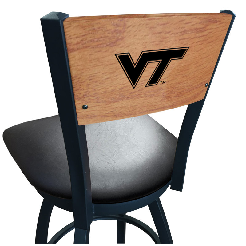 Tabouret tournant NCAA, Vinyle noir, Hokies de Virginia Tech, Tabouret de comptoir (siège d'une hauteur de 25 p