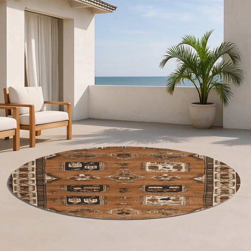 Turkish Brown Indoor and Outdoor Area Rug, Rectangle 8' x 10'