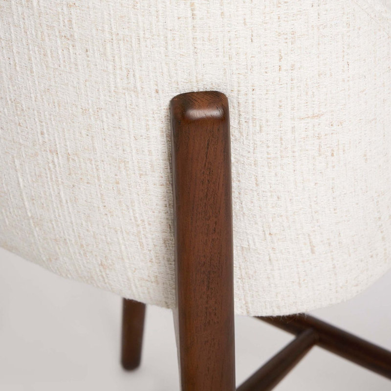 Oakley Upholstered Stool with Solid Wood Frame, Desert Dune, Toffee