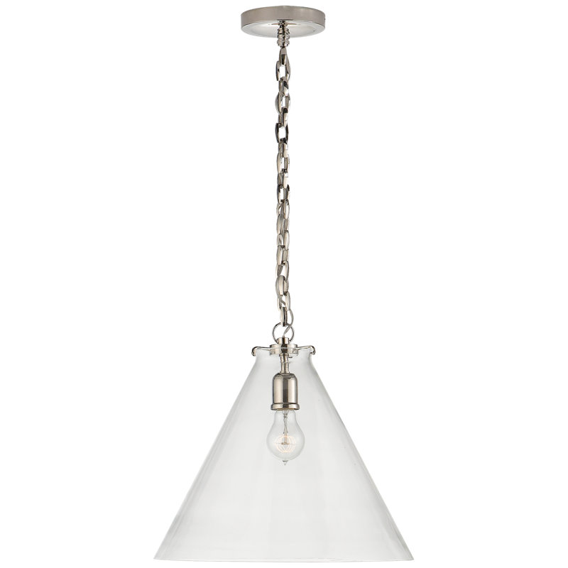 Thomas O'Brien Katie Conical Pendant, Clear, Polished Nickel