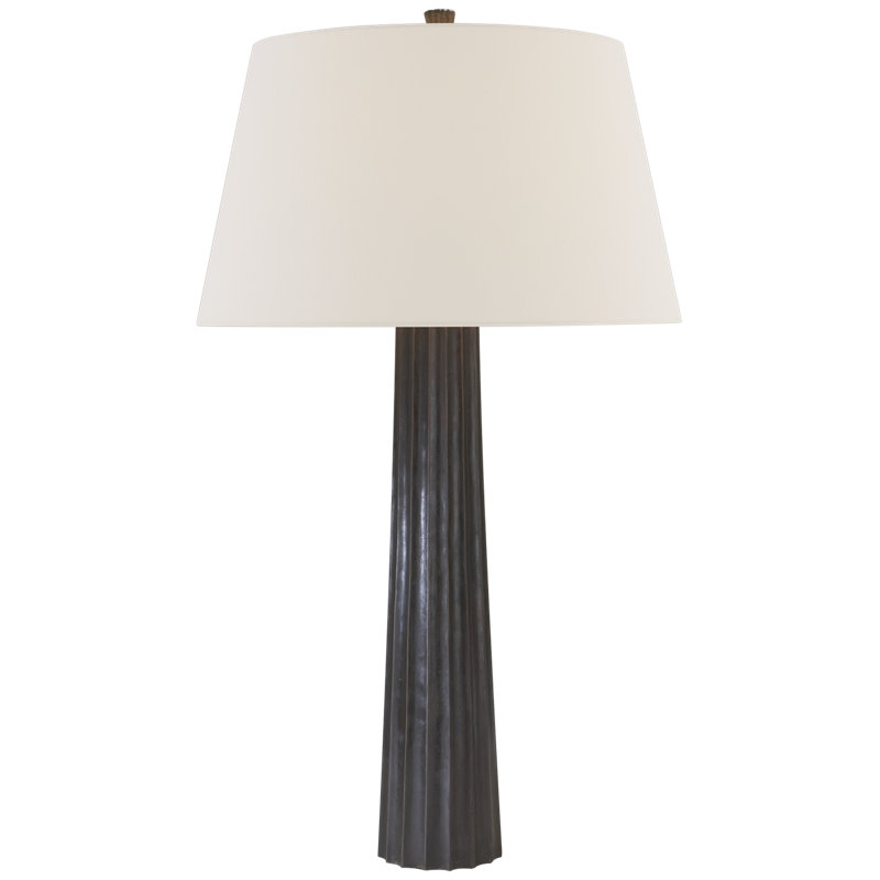 Chapman & Myers Fluted Spire Large Table Lamp, Fabric, Aged Iron