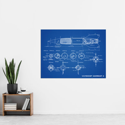 V-2 Rocket Aggregat 4 Ballistic Missile Blueprint Plan - No Frame Print